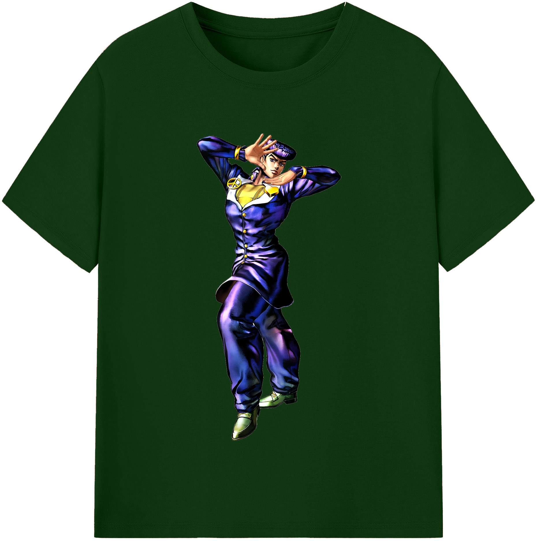 （画像用） ジョジョの奇妙な冒険 ひがしかた じょうすけ JoJo's Bizarre Adventure Higashikata Josuke 綿100％半袖Tシャツ（フロントプリント）